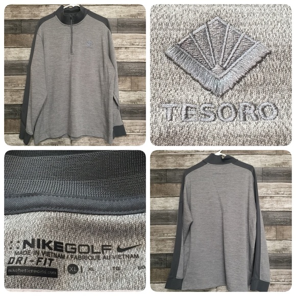 Nike Golf Tour Performance Dri Fit Pullover 1/4 Zip Fleece Men’s XL Gray Tesoro - Picture 1 of 11